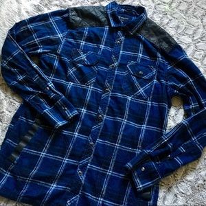 INC plaid button down with pockets